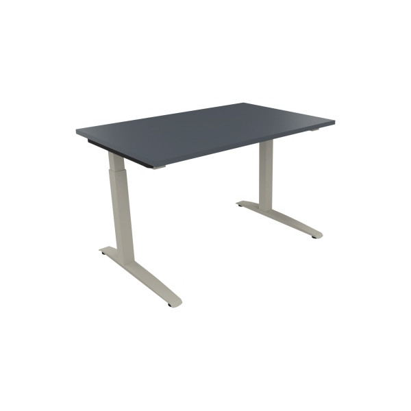 4003969071254 - Schreibtisch All in One 810022482 manuell höhenverstellbar 65-85cm (H) 120x80cm (BxT) rechteckig lavagrau   silberaluminium 