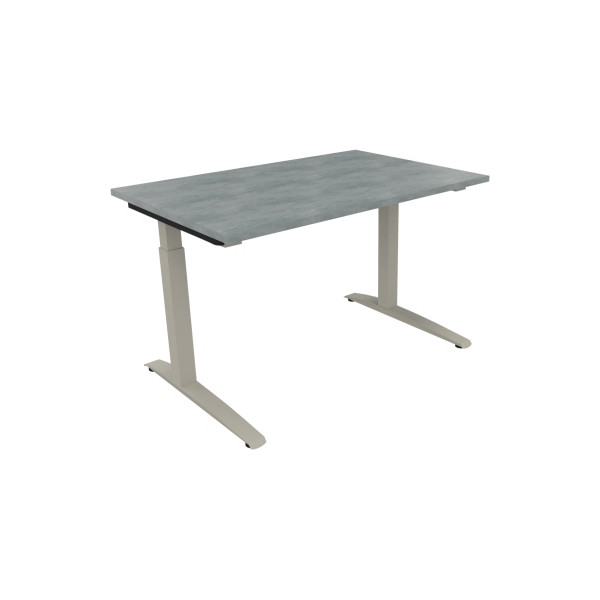 4003969071247 - Schreibtisch All in One 810022483 manuell höhenverstellbar 65-85cm (H) 120x80cm (BxT) rechteckig beton hell   silberaluminiu