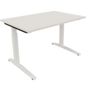 Schreibtisch All in One, manuell höhenverstellbar, 65-85cm (H), 120x80cm (BxT), rechteckig, weiß / weiß