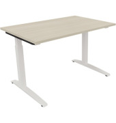 Schreibtisch All in One, manuell höhenverstellbar, 65-85cm (H), 120x80cm (BxT), rechteckig, akazie hell / weiß