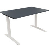 Schreibtisch All in One, manuell höhenverstellbar, 65-85cm (H), 120x80cm (BxT), rechteckig, lavagrau / weiß