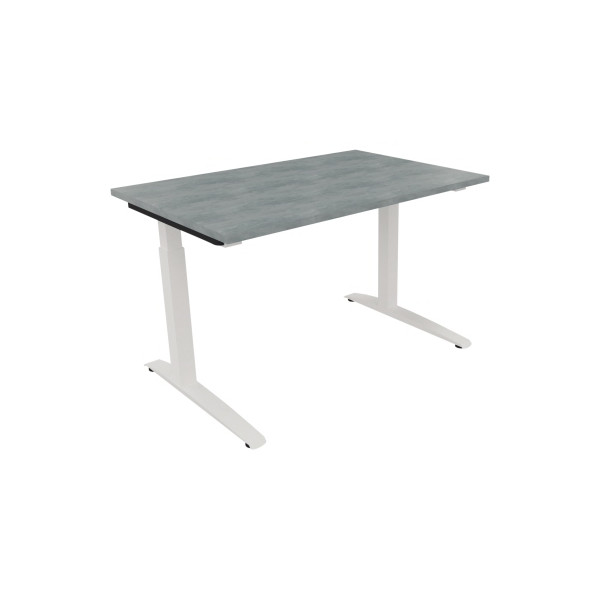 4003969071346 - Schreibtisch All in One 810022583 manuell höhenverstellbar 65-85cm (H) 120x80cm (BxT) rechteckig beton hell   verkehrsweiß 