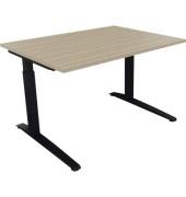 Schreibtisch All in One, manuell höhenverstellbar, 65-85cm (H), 120x90cm (BxT), rechteckig, eiche natur / anthrazit metallic