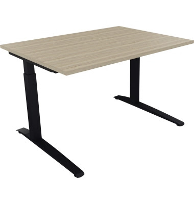 Schreibtisch All in One, manuell höhenverstellbar, 65-85cm (H), 120x90cm (BxT), rechteckig, eiche natur / anthrazit metallic Schreibtisch All in One, manuell höhenverstellbar, 65-85cm (H), 120x90cm (BxT), rechteckig, eiche natur / anthrazit metallic