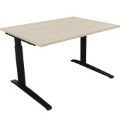 Schreibtisch All in One, manuell höhenverstellbar, 65-85cm (H), 120x90cm (BxT), rechteckig, akazie hell / anthrazit metallic
