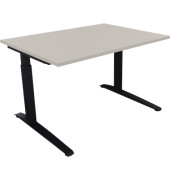 Schreibtisch All in One, manuell höhenverstellbar, 65-85cm (H), 120x90cm (BxT), rechteckig, lichtgrau / anthrazit metallic