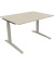 Schreibtisch All in One, manuell höhenverstellbar, 65-85cm (H), 120x90cm (BxT), rechteckig, akazie hell / silberaluminium