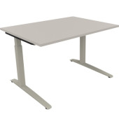 Schreibtisch All in One, manuell höhenverstellbar, 65-85cm (H), 120x90cm (BxT), rechteckig, lichtgrau / silberaluminium