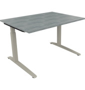 Schreibtisch All in One, manuell höhenverstellbar, 65-85cm (H), 120x90cm (BxT), rechteckig, beton hell / silberaluminium