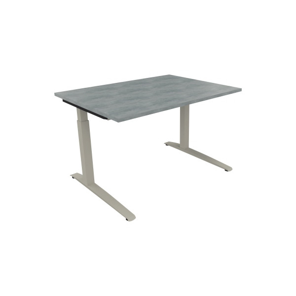 4003969071766 - Schreibtisch All in One 810022783 manuell höhenverstellbar 65-85cm (H) 120x90cm (BxT) rechteckig beton hell   silberaluminiu