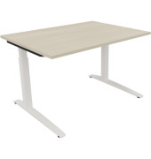 Schreibtisch All in One, manuell höhenverstellbar, 65-85cm (H), 120x90cm (BxT), rechteckig, akazie hell / weiß