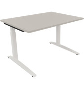 Schreibtisch All in One, manuell höhenverstellbar, 65-85cm (H), 120x90cm (BxT), rechteckig, lichtgrau / weiß
