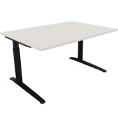 Schreibtisch All in One, manuell höhenverstellbar, 65-85cm (H), 140x100cm (BxT), rechteckig, weiß / anthrazit metallic