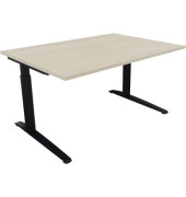 Schreibtisch All in One, manuell h&ouml;henverstellbar, 65-85cm (H), 140x100cm (BxT), rechteckig, akazie hell / anthrazit metallic