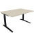 Schreibtisch All in One, manuell höhenverstellbar, 65-85cm (H), 140x100cm (BxT), rechteckig, akazie hell / anthrazit metallic