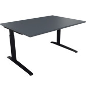 Schreibtisch All in One, manuell höhenverstellbar, 65-85cm (H), 140x100cm (BxT), rechteckig, lavagrau / anthrazit metallic