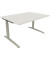 Schreibtisch All in One, manuell höhenverstellbar, 65-85cm (H), 140x100cm (BxT), rechteckig, weiß / silberaluminium