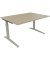 Schreibtisch All in One, manuell höhenverstellbar, 65-85cm (H), 140x100cm (BxT), rechteckig, eiche natur / silberaluminium