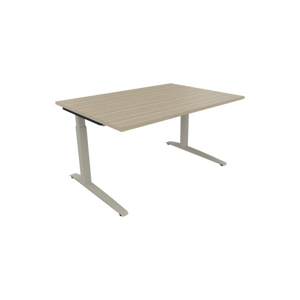 4003969071650 - Schreibtisch All in One 810023071 manuell höhenverstellbar 65-85cm (H) 140x100cm (BxT) rechteckig eiche natur   silberalumin