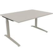 Schreibtisch All in One, manuell höhenverstellbar, 65-85cm (H), 140x100cm (BxT), rechteckig, lichtgrau / silberaluminium