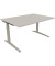 Schreibtisch All in One, manuell höhenverstellbar, 65-85cm (H), 140x100cm (BxT), rechteckig, lichtgrau / silberaluminium
