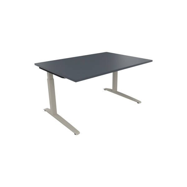4003969071636 - Schreibtisch All in One 810023082 manuell höhenverstellbar 65-85cm (H) 140x100cm (BxT) rechteckig lavagrau   silberaluminium