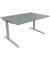 Schreibtisch All in One, manuell höhenverstellbar, 65-85cm (H), 140x100cm (BxT), rechteckig, beton hell / silberaluminium