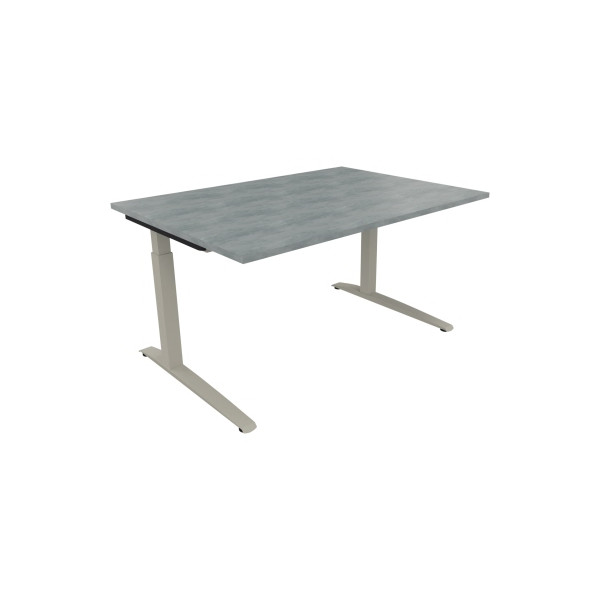 4003969071681 - Schreibtisch All in One 810023083 manuell höhenverstellbar 65-85cm (H) 140x100cm (BxT) rechteckig beton hell   silberalumini