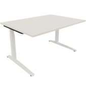 Schreibtisch All in One, manuell höhenverstellbar, 65-85cm (H), 140x100cm (BxT), rechteckig, weiß / weiß