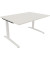 Schreibtisch All in One, manuell höhenverstellbar, 65-85cm (H), 140x100cm (BxT), rechteckig, weiß / weiß