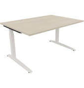 Schreibtisch All in One, manuell höhenverstellbar, 65-85cm (H), 140x100cm (BxT), rechteckig, akazie hell / weiß