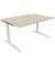 Schreibtisch All in One, manuell höhenverstellbar, 65-85cm (H), 140x100cm (BxT), rechteckig, akazie hell / weiß