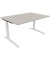 Schreibtisch All in One, manuell höhenverstellbar, 65-85cm (H), 140x100cm (BxT), rechteckig, lichtgrau / weiß
