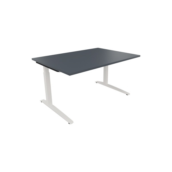 4003969071643 - Schreibtisch All in One 810023182 manuell höhenverstellbar 65-85cm (H) 140x100cm (BxT) rechteckig lavagrau   verkehrsweiß 4