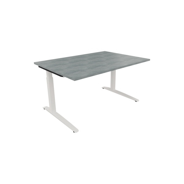 4003969071582 - Schreibtisch All in One 810023183 manuell höhenverstellbar 65-85cm (H) 140x100cm (BxT) rechteckig beton hell   verkehrsweiß