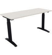 Schreibtisch All in One, manuell höhenverstellbar, 65-85cm (H), 140x60cm (BxT), rechteckig, weiß / anthrazit metallic