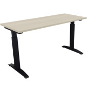 Schreibtisch All in One, manuell h&ouml;henverstellbar, 65-85cm (H), 140x60cm (BxT), rechteckig, akazie hell / anthrazit metallic