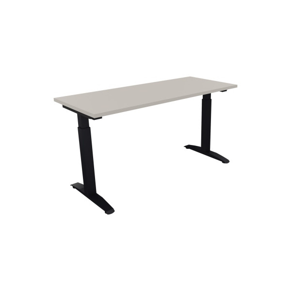 4003969072244 - Schreibtisch All in One 810023281 manuell höhenverstellbar 65-85cm (H) 140x60cm (BxT) rechteckig lichtgrau   anthrazitmetall