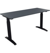 Schreibtisch All in One, manuell höhenverstellbar, 65-85cm (H), 140x60cm (BxT), rechteckig, lavagrau / anthrazit metallic