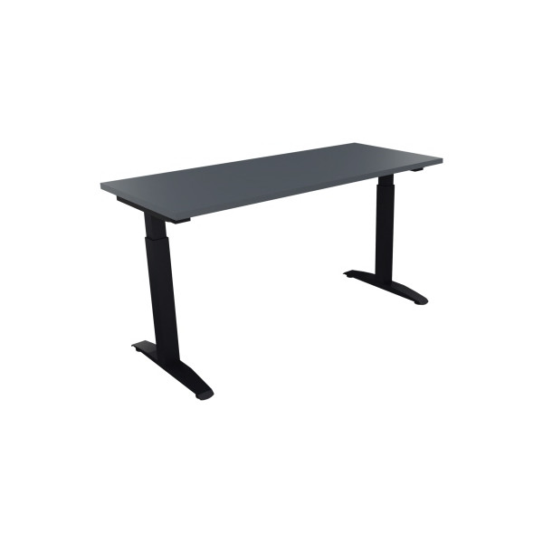 4003969072091 - Schreibtisch All in One 810023282 manuell höhenverstellbar 65-85cm (H) 140x60cm (BxT) rechteckig lavagrau   anthrazitmetalli