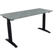Schreibtisch All in One, manuell höhenverstellbar, 65-85cm (H), 140x60cm (BxT), rechteckig, beton hell / anthrazit metallic