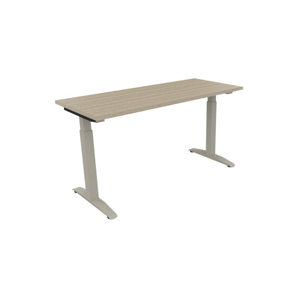 4003969072152 - Schreibtisch All in One 810023371 manuell höhenverstellbar 65-85cm (H) 140x60cm (BxT) rechteckig eiche natur   silberalumini