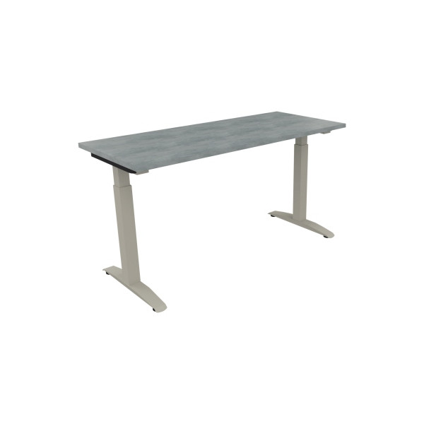 4003969072220 - Schreibtisch All in One 810023383 manuell höhenverstellbar 65-85cm (H) 140x60cm (BxT) rechteckig beton hell   silberaluminiu