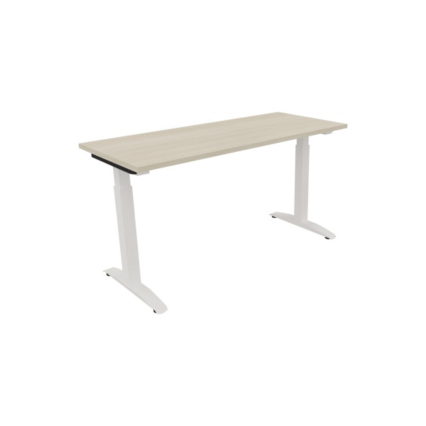 4003969072190 - Schreibtisch All in One 810023472 manuell höhenverstellbar 65-85cm (H) 140x60cm (BxT) rechteckig akazie hell   verkehrsweiß