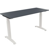 Schreibtisch All in One, manuell höhenverstellbar, 65-85cm (H), 140x60cm (BxT), rechteckig, lavagrau / weiß