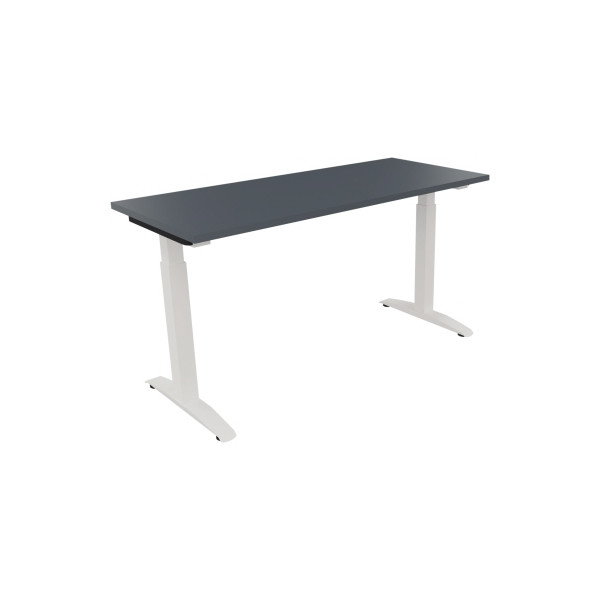 4003969072138 - Schreibtisch All in One 810023482 manuell höhenverstellbar 65-85cm (H) 140x60cm (BxT) rechteckig lavagrau   verkehrsweiß 40