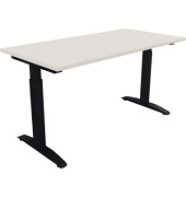 Schreibtisch All in One, manuell höhenverstellbar, 65-85cm (H), 140x70cm (BxT), rechteckig, weiß / anthrazit metallic