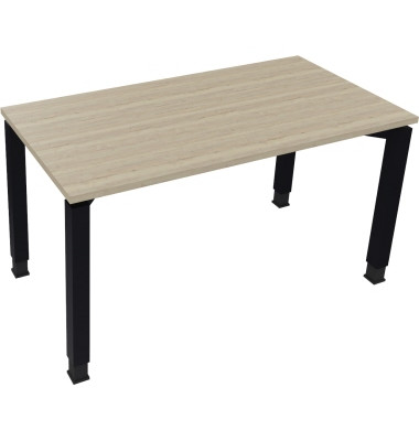Schreibtisch All in One, manuell höhenverstellbar, 65-85cm (H), 140x70cm (BxT), rechteckig, eiche natur / anthrazit metallic