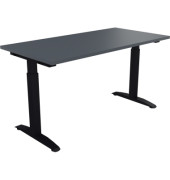 Schreibtisch All in One, manuell h&ouml;henverstellbar, 65-85cm (H), 140x70cm (BxT), rechteckig, lavagrau / anthrazit metallic