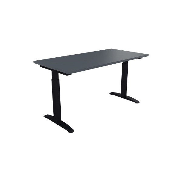 4003969072299 - Schreibtisch All in One 810023582 manuell höhenverstellbar 65-85cm (H) 140x70cm (BxT) rechteckig lavagrau   anthrazit metall